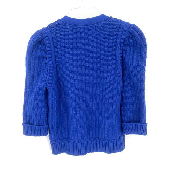 BERENICE NEW MGEMMA Heavy Knit Puff Sleeve Luxury Cardigan Sweater Royal Blue - Picture 7 of 8